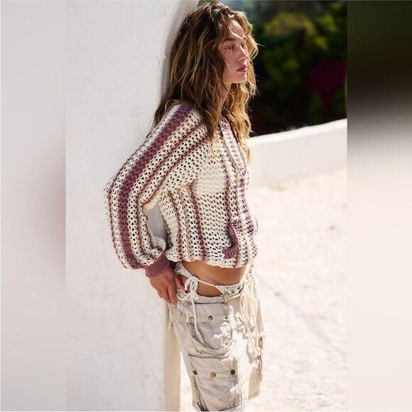 Free People Dayton Crochet Sweater Pullover Size XL - Picture 5 of 16